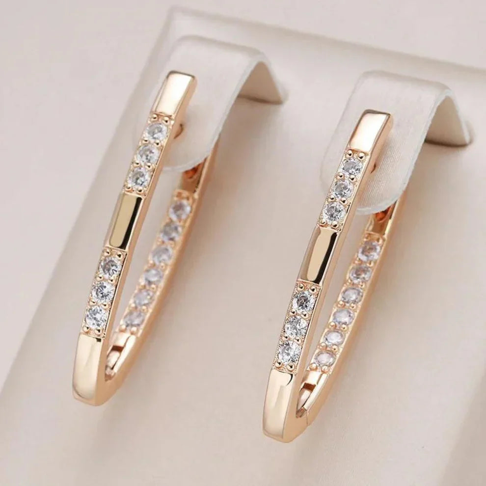 Elegant Gold Earrings with Zirconia