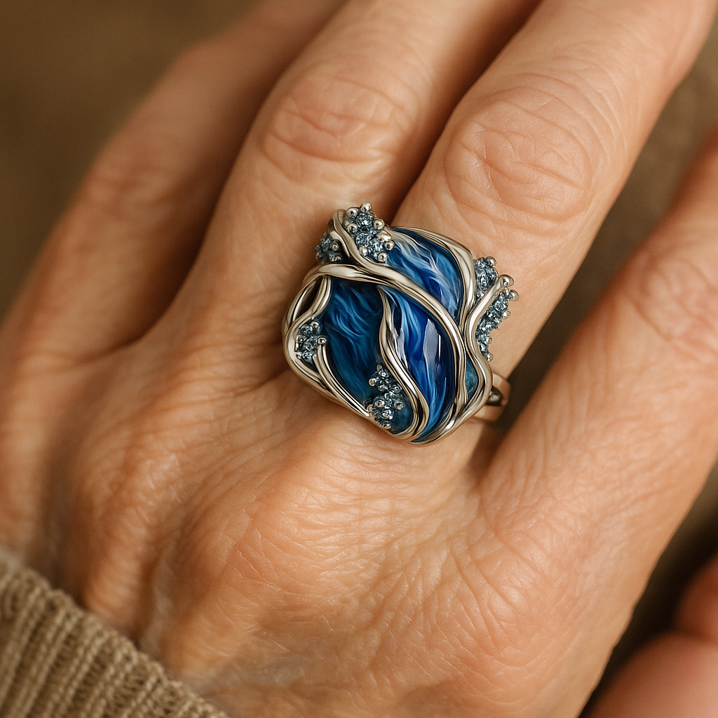 Vintage Golden Ocean Wavy Ring