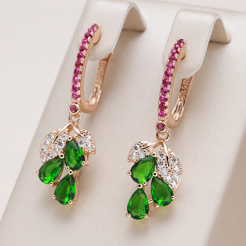 Elegant dangling earrings with colored zirconia