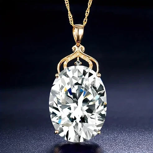White Glass Gold Necklace
