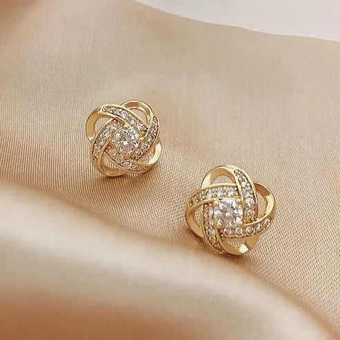 Crystal Elegant Sphere Gold Earrings