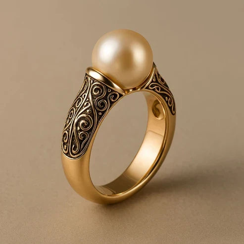 Vintage Pearl Golden Ring