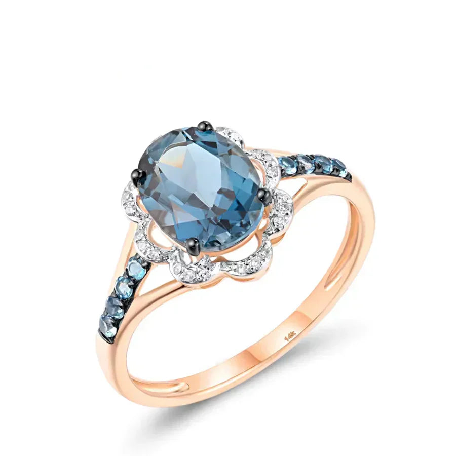 Blue Topaz Sparkling Gemstone Ring