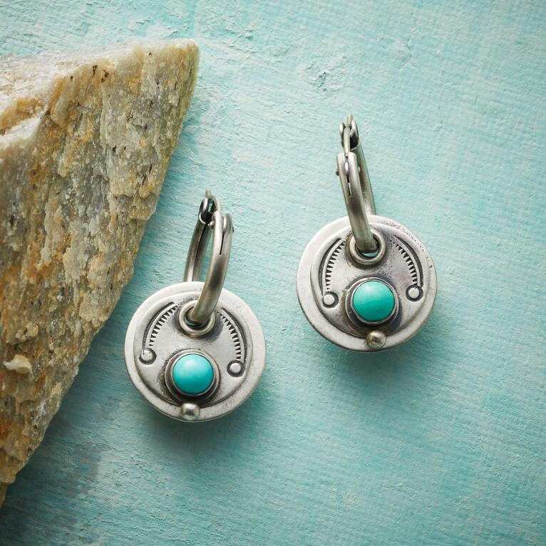 Boho earrings with turquoise stones in silver