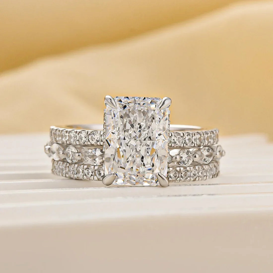 Radiant Cut 3PC Wedding Ring Set