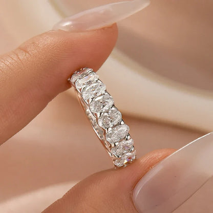 Oval Cut Half Eternity Wedding Ring