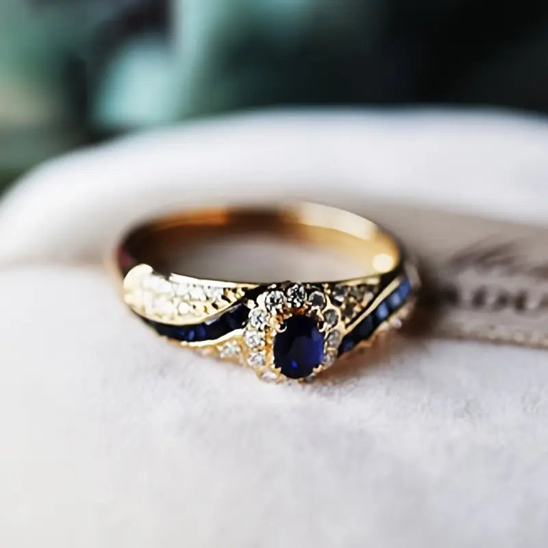 Gold Sapphire Band Ring