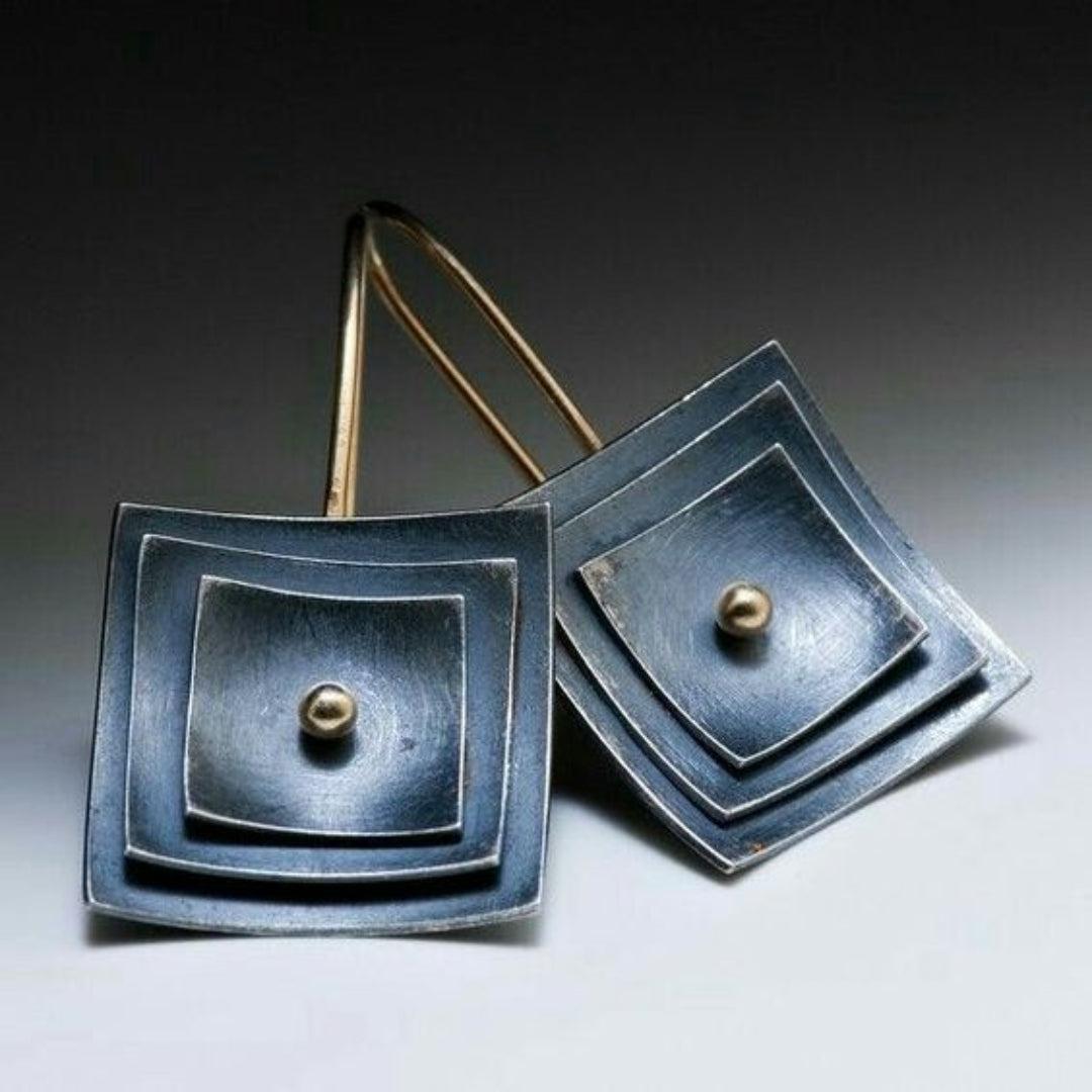 Blue Square Vintage Earrings