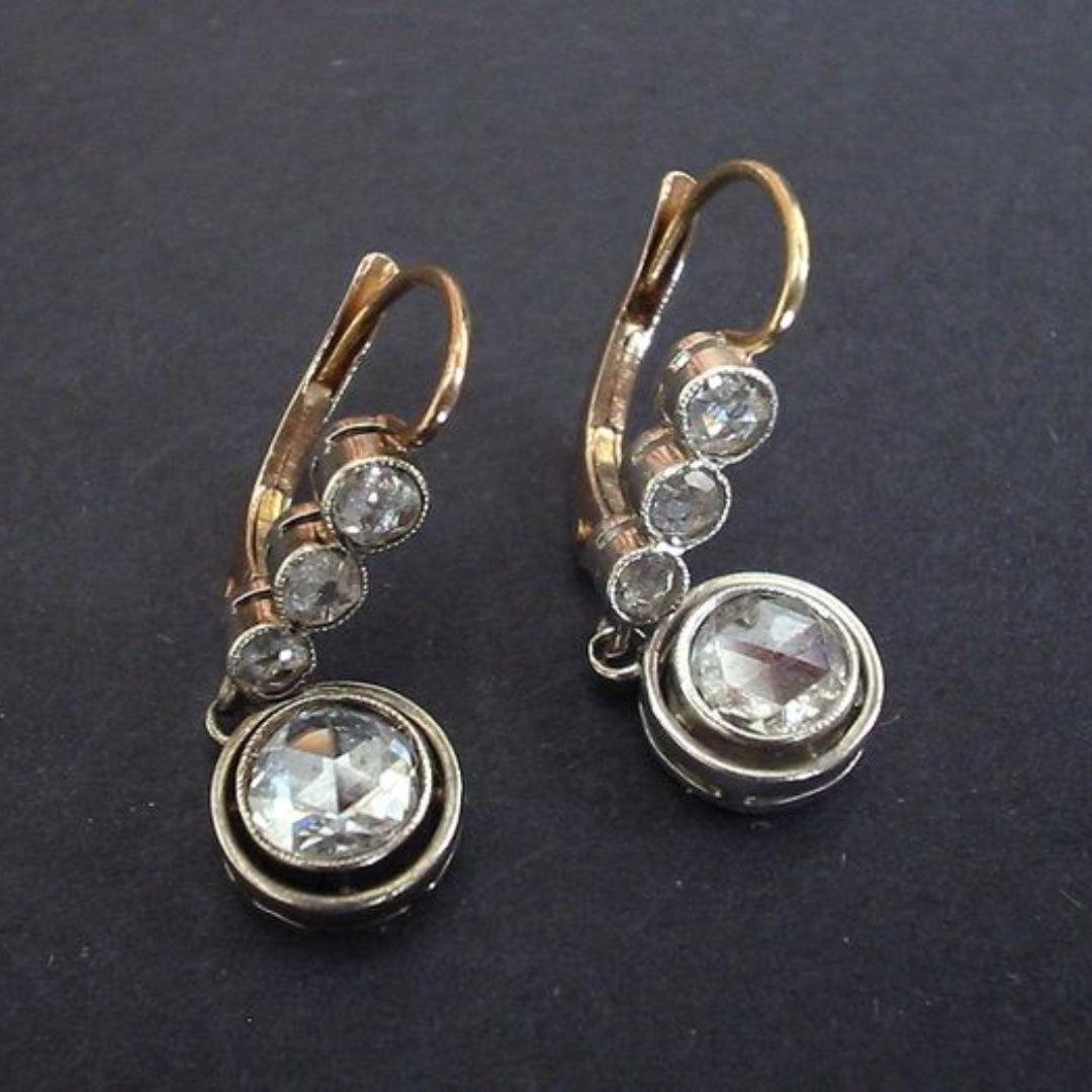 Vintage Zirconia Gold Earrings
