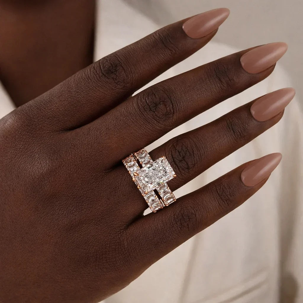 Radiant Cut Engagement Ring Set