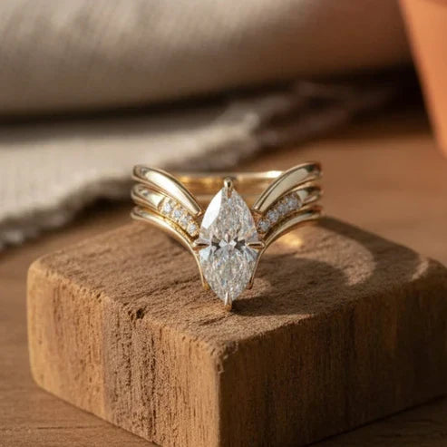 Drop Crown Gold Ring