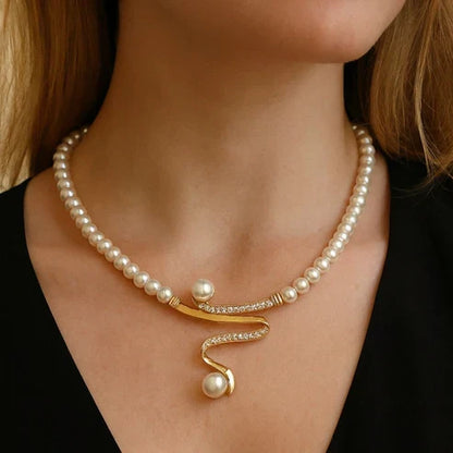 Natural Pearl Necklace + Earrings Set