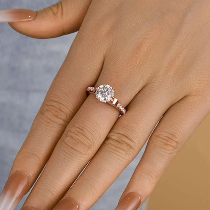 Moissanite Round Cut Bow Design Engagement Ring