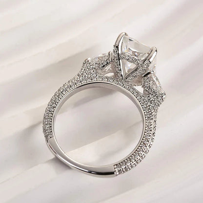Pink & White Stone Radiant Cut Engagement Ring