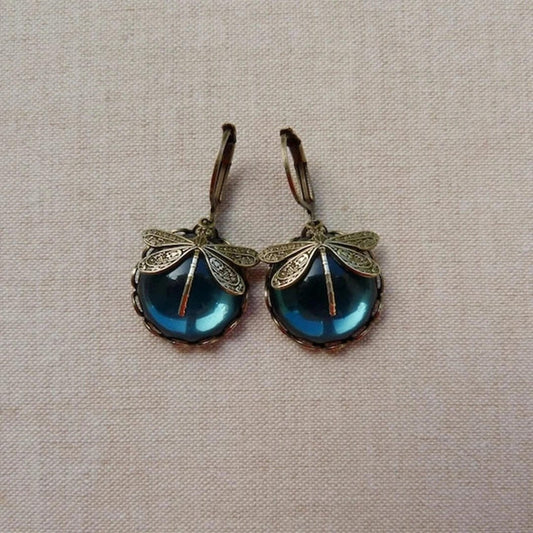 Antique Gold Dragonfly Earrings