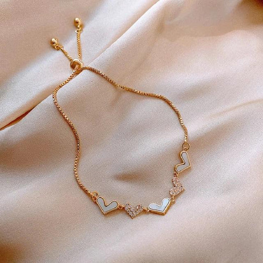 Adjustable Gold Heart Bracelet