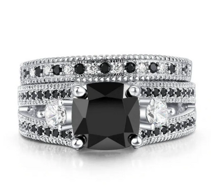 Black Zircon & Diamond Ring