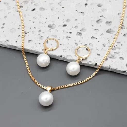 Golden Grace Pearl Jewelry Set