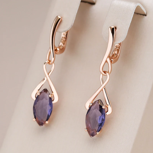 Elegant earrings with purple crystal
