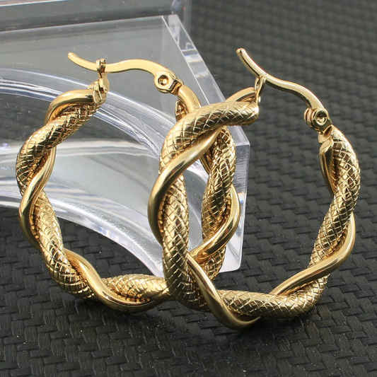 Golden braided earrings