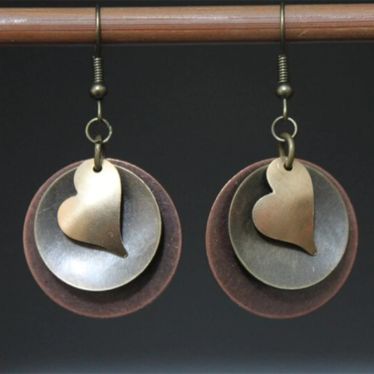 Boho Silver and Gold Heart Earrings