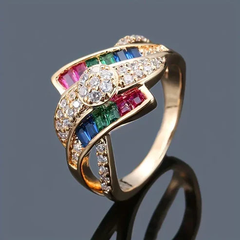 Colorful Irregular Gold Ring
