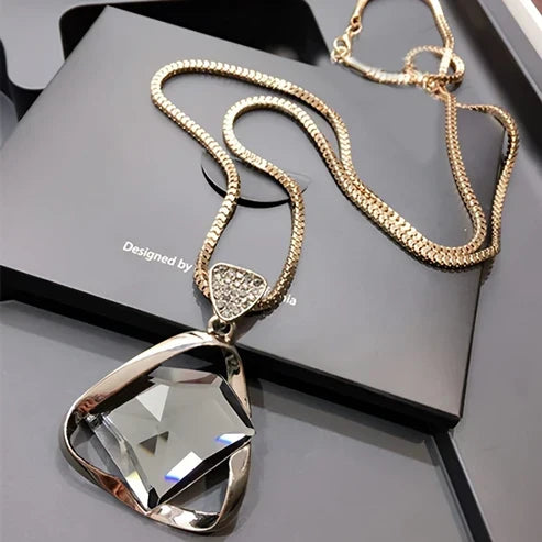 Crystal Pendant Gold Necklace