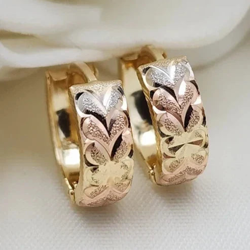 Colorful Golden Heart Hoop Earrings