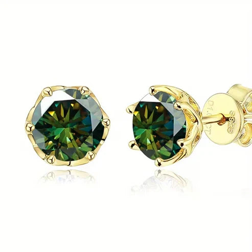 Moss Agate Rounded Stud Earrings