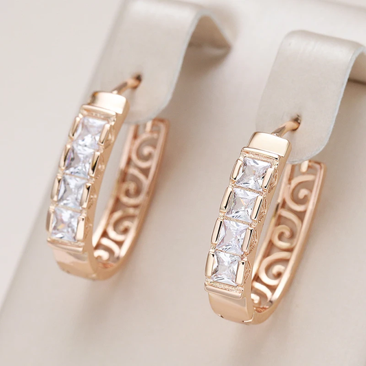 Earrings with gold crystals
