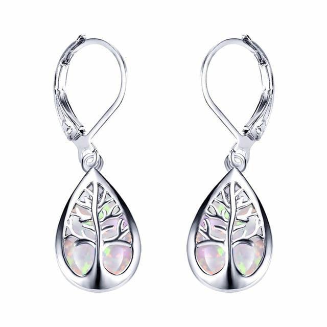 Tree of Life Earrings made of Opal and Silver