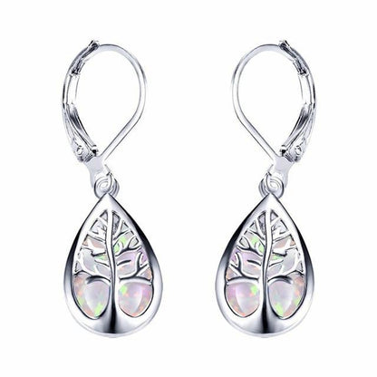 Tree of Life Earrings made of Opal and Silver